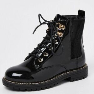 River Island Shoes & Boots | Girls Girls Black Patent Lace Up Boots